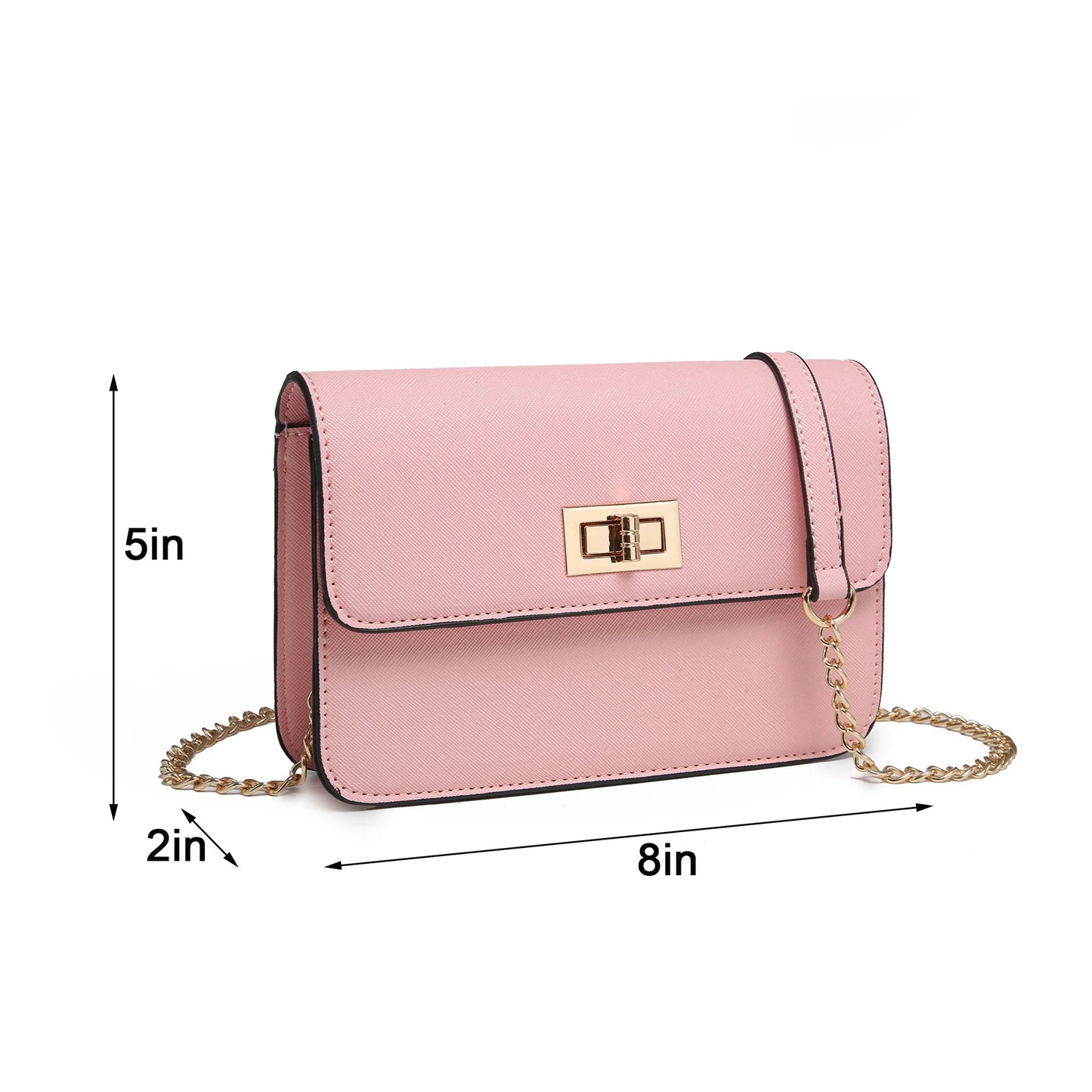 Womens Turn Lock Crossbody Bag Handbags Vegan Leather Purses for Women Shoulder Bag with Chain Strap