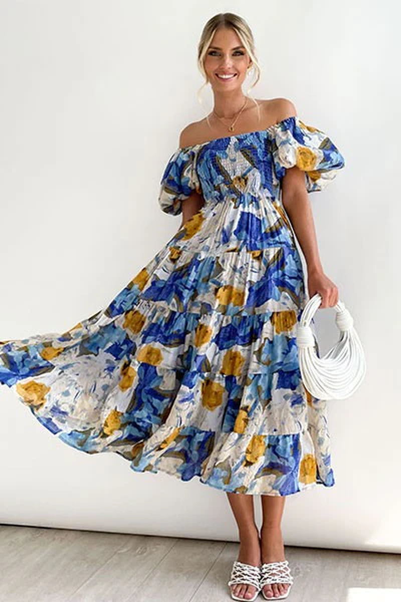 Women'S Dress off Shoulder High Waist Dress