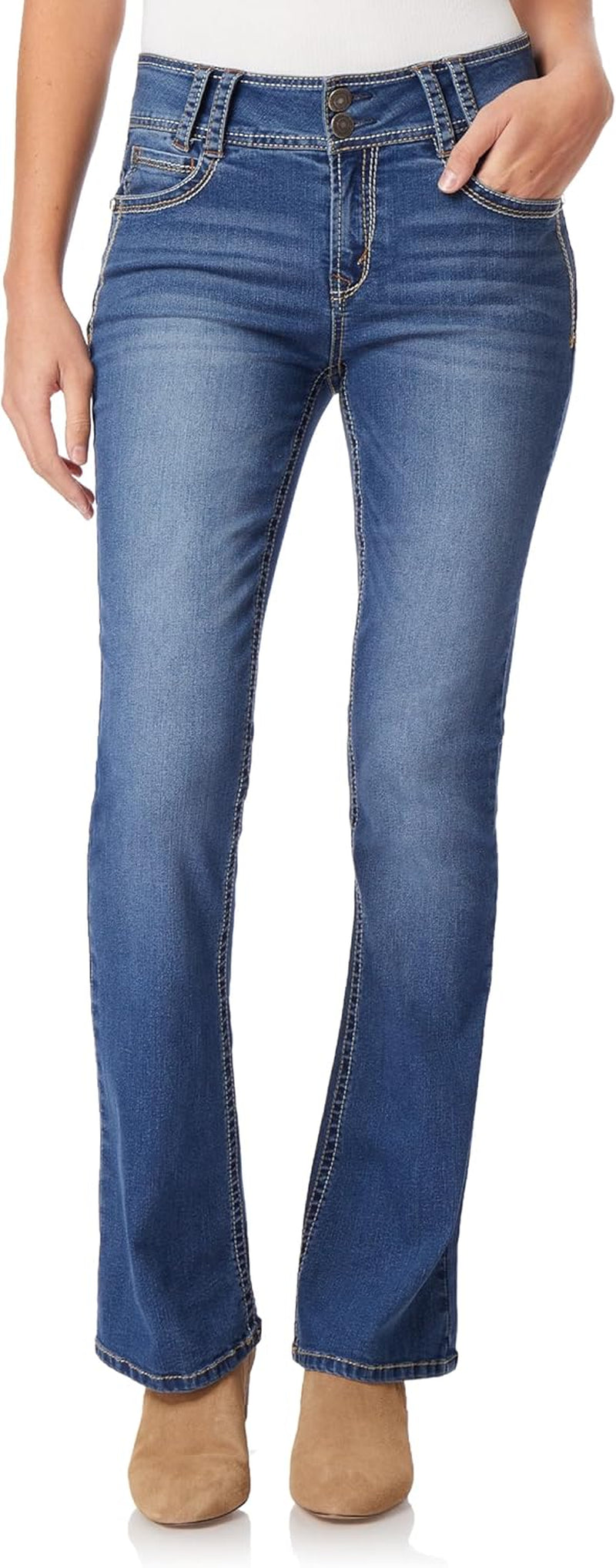 Luscious Curvy Bootcut Jeans for Women Mid-Rise Insta Stretch Denim, Size Inclusive Juniors Jeans, Sizes 0 to 24