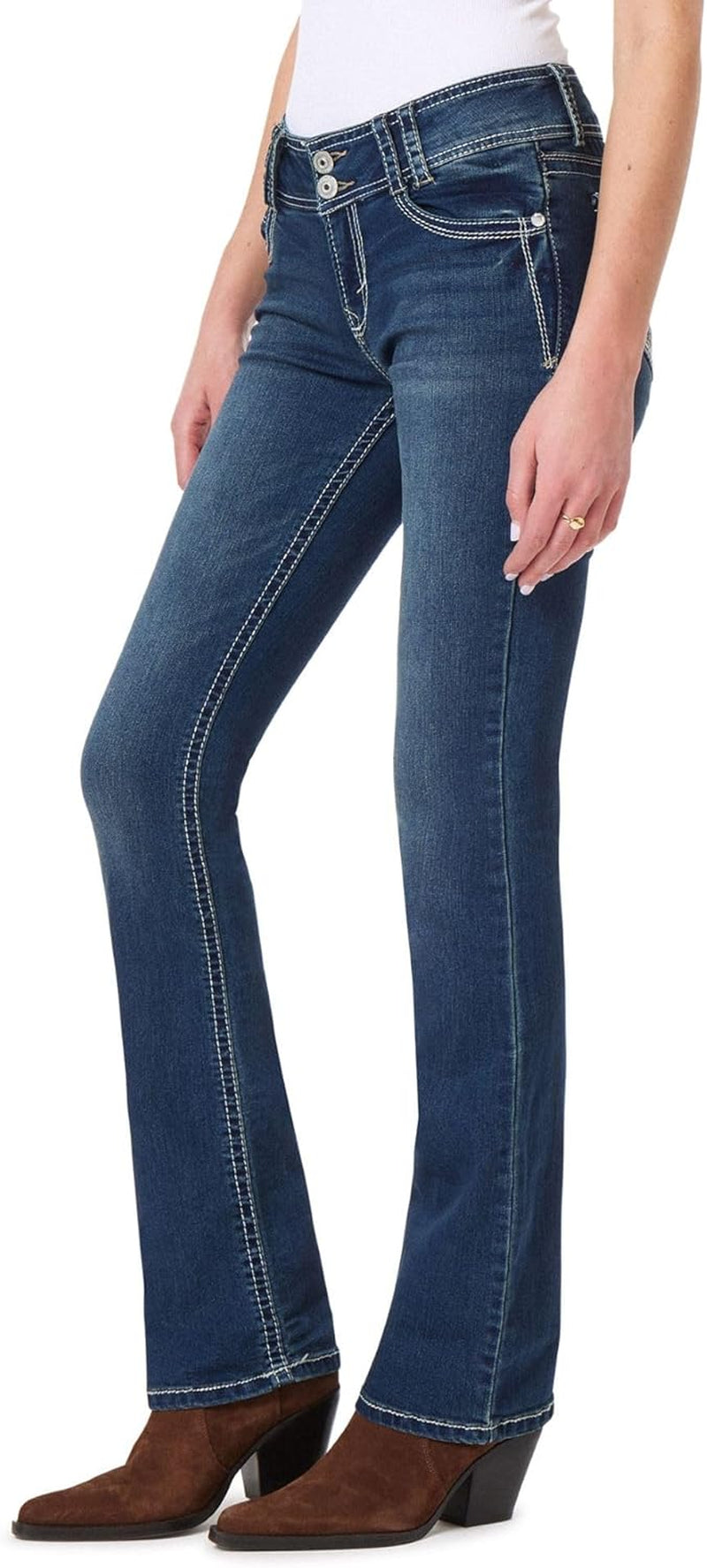 Luscious Curvy Bootcut Jeans for Women Mid-Rise Insta Stretch Denim, Size Inclusive Juniors Jeans, Sizes 0 to 24
