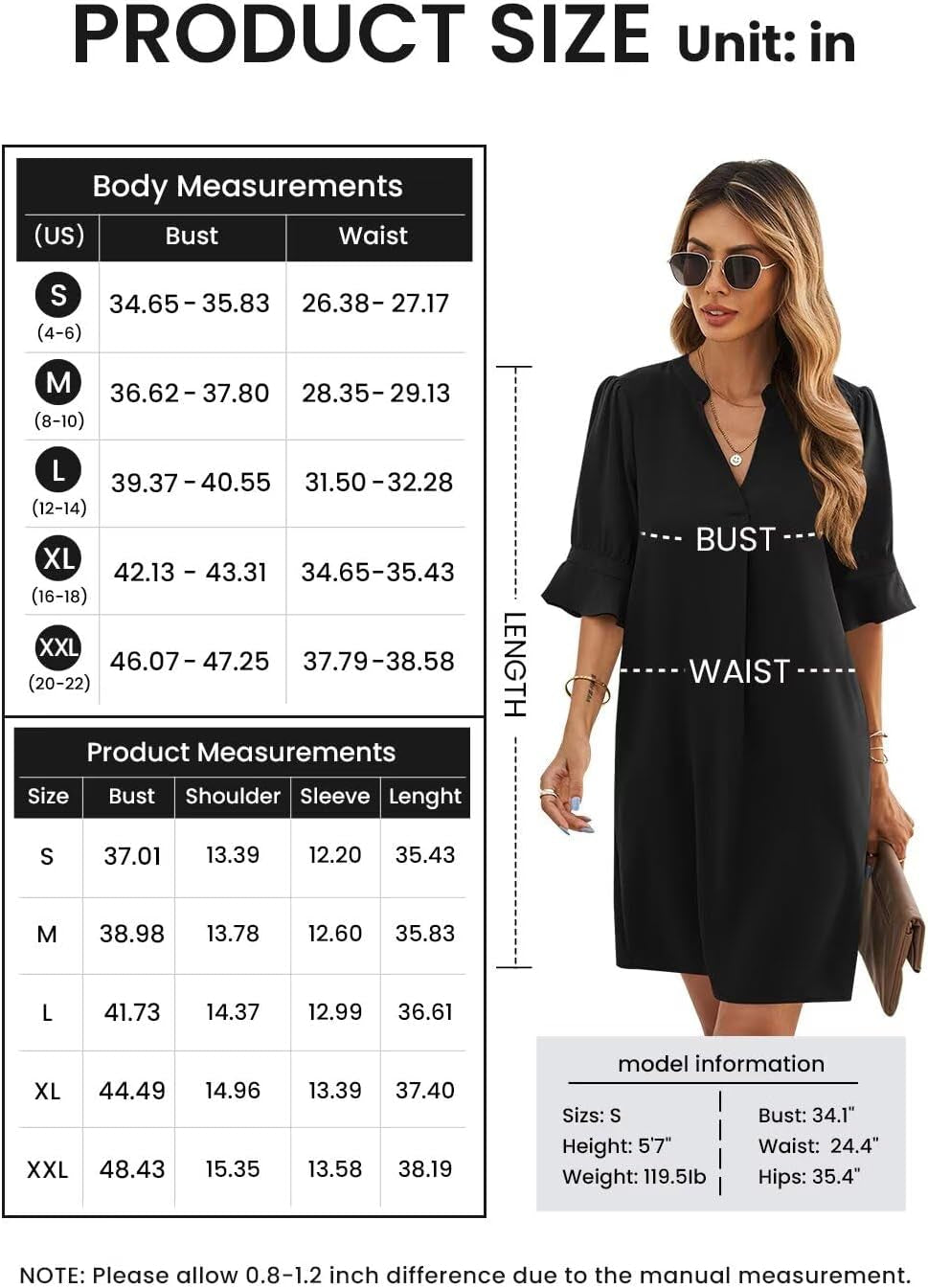 Shift Dress for Women V Neck Short Sleeves Solid Color Casual Flowy Summer Dresses(S-2Xl)