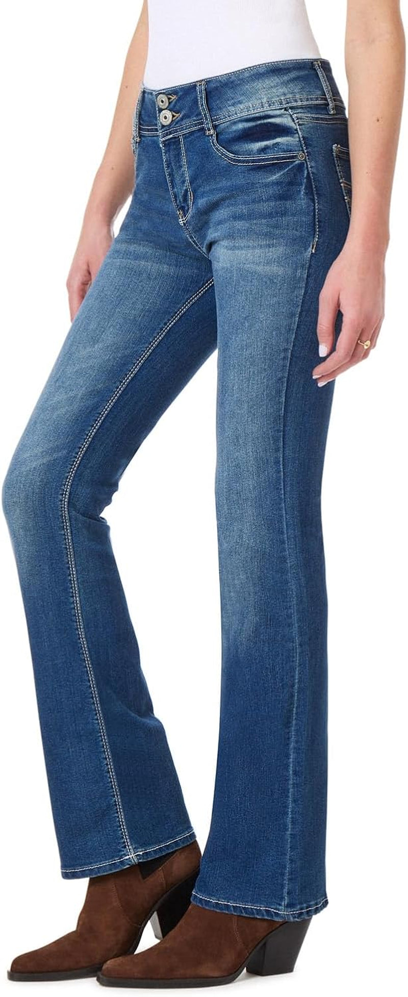 Luscious Curvy Bootcut Jeans for Women Mid-Rise Insta Stretch Denim, Size Inclusive Juniors Jeans, Sizes 0 to 24