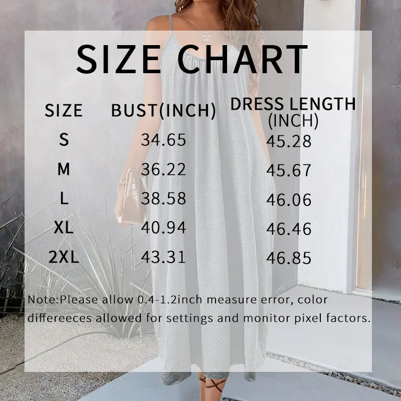 Women Casual Summer Spaghetti Strap Long Dress