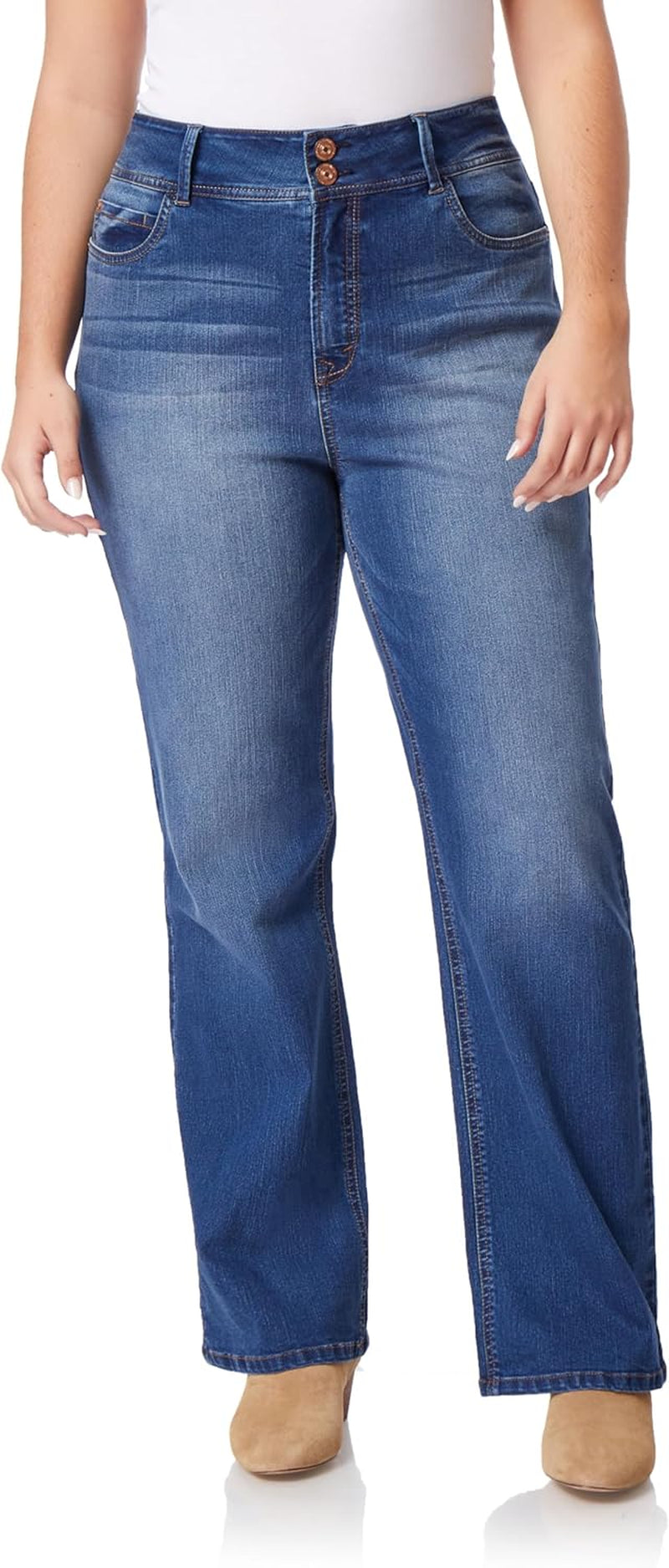 Luscious Curvy Bootcut Jeans for Women Mid-Rise Insta Stretch Denim, Size Inclusive Juniors Jeans, Sizes 0 to 24