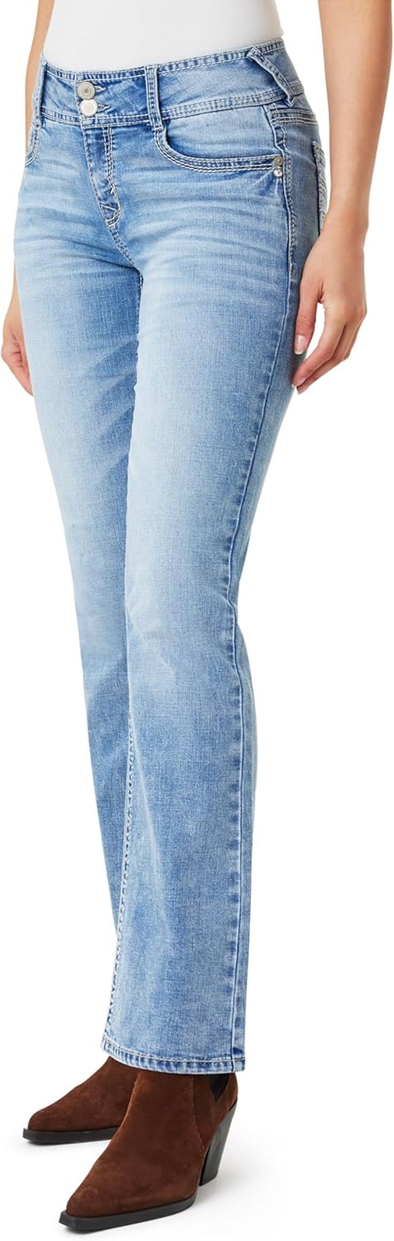 Luscious Curvy Bootcut Jeans for Women Mid-Rise Insta Stretch Denim, Size Inclusive Juniors Jeans, Sizes 0 to 24