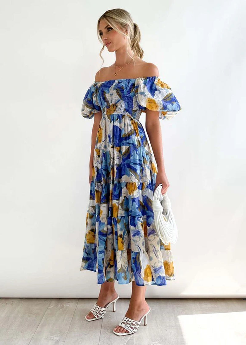 Women'S Dress off Shoulder High Waist Dress