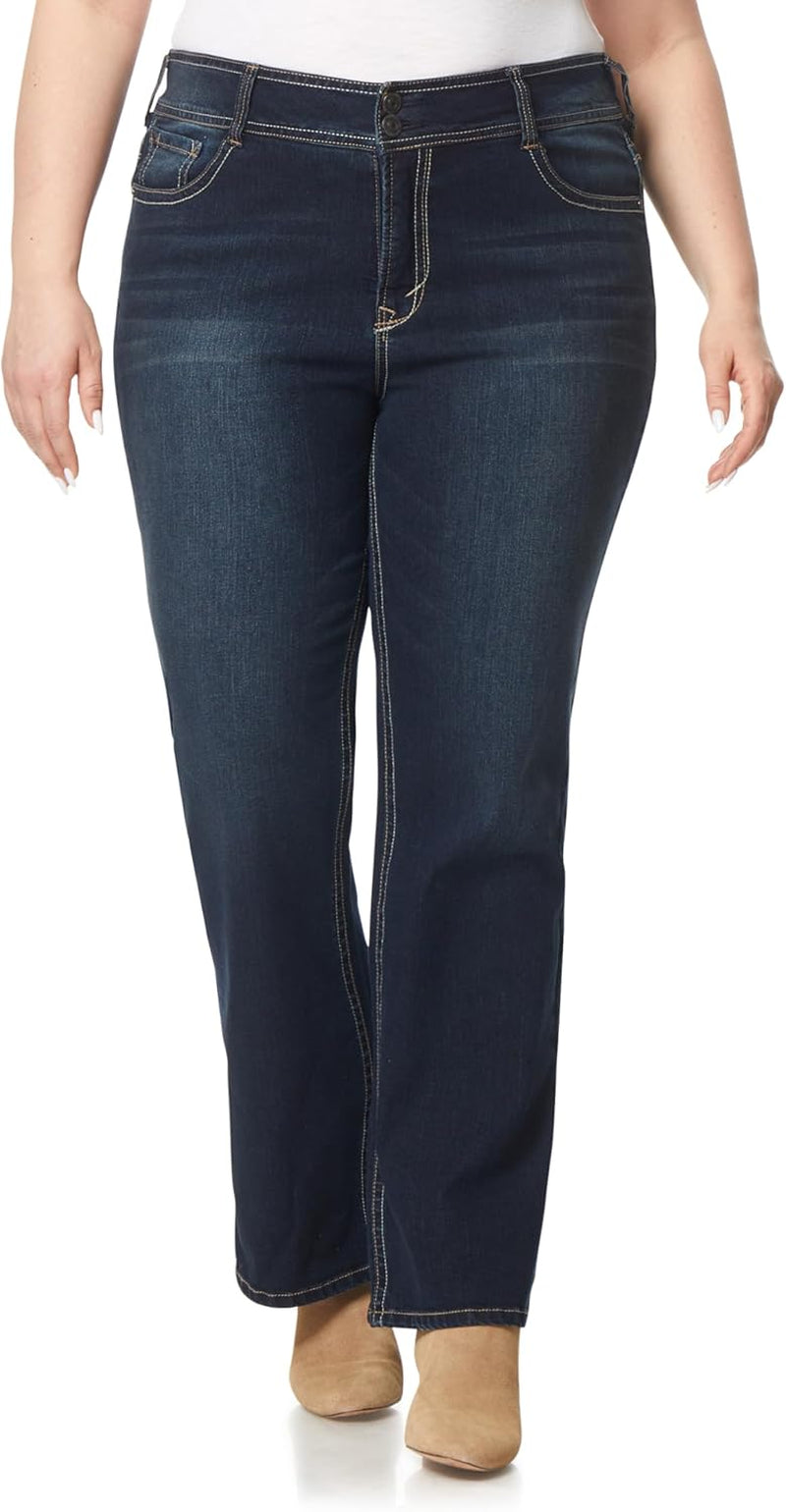 Luscious Curvy Bootcut Jeans for Women Mid-Rise Insta Stretch Denim, Size Inclusive Juniors Jeans, Sizes 0 to 24