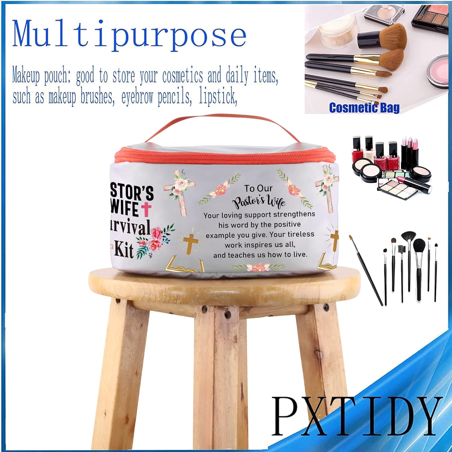 Pastor'S Wife Survival Kit Pastor Wife Makeup Organizer Bag Bible Study Toiletry Case Priest Wife Minister Wife Gift(-Lt)