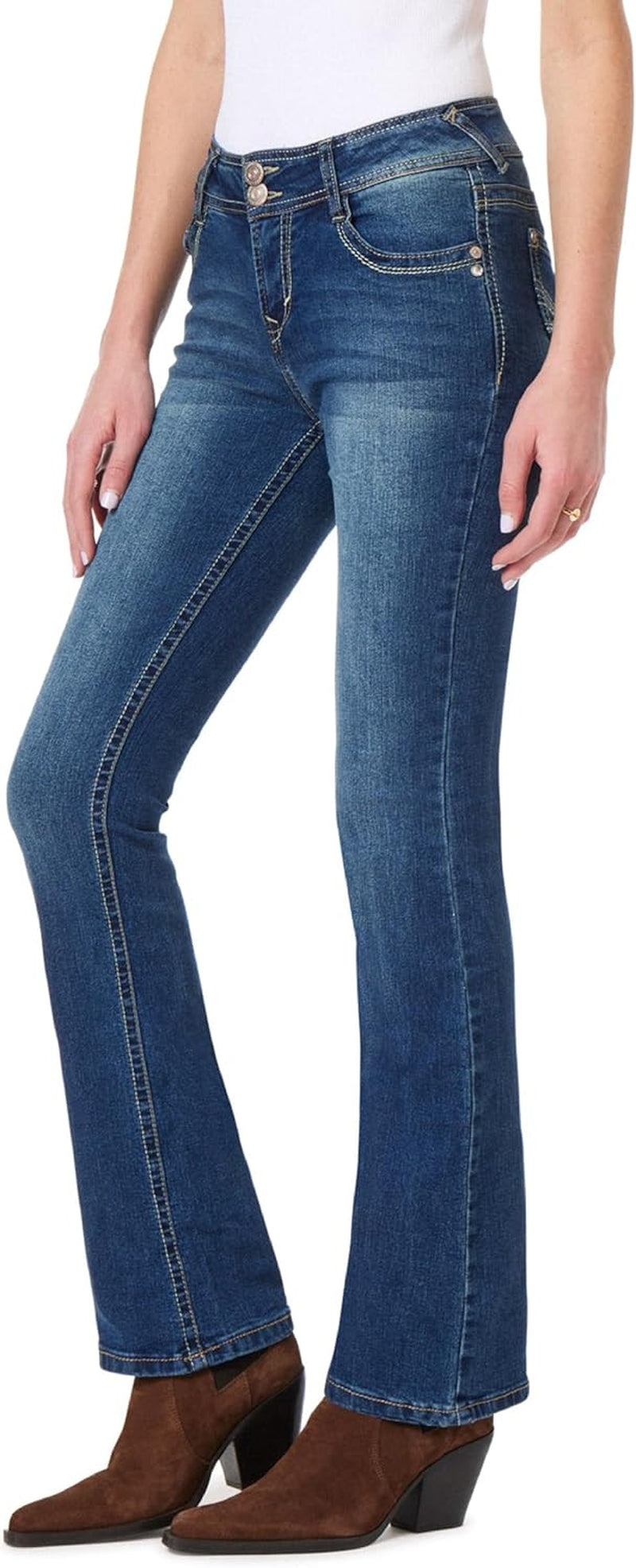 Luscious Curvy Bootcut Jeans for Women Mid-Rise Insta Stretch Denim, Size Inclusive Juniors Jeans, Sizes 0 to 24