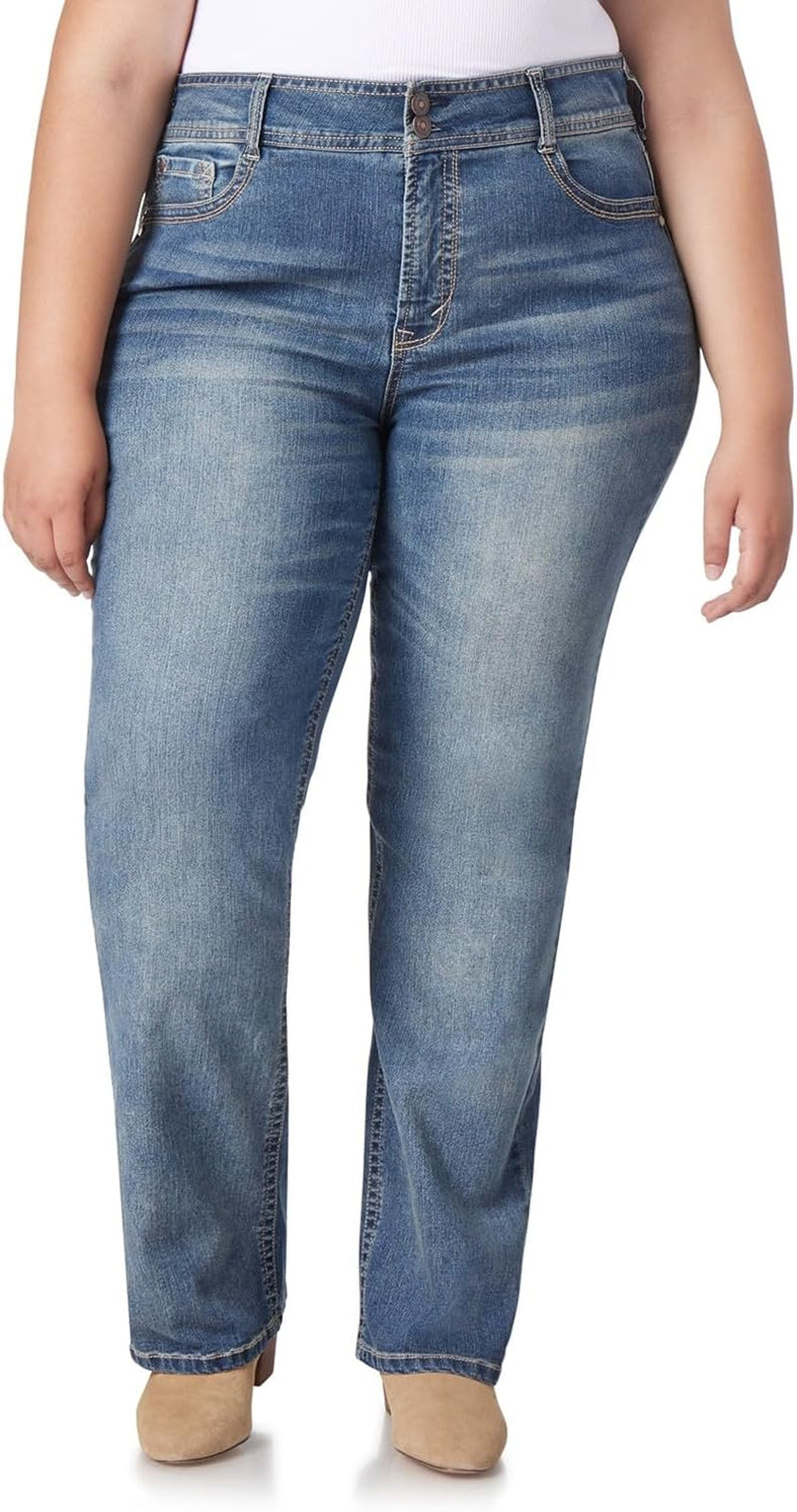 Luscious Curvy Bootcut Jeans for Women Mid-Rise Insta Stretch Denim, Size Inclusive Juniors Jeans, Sizes 0 to 24