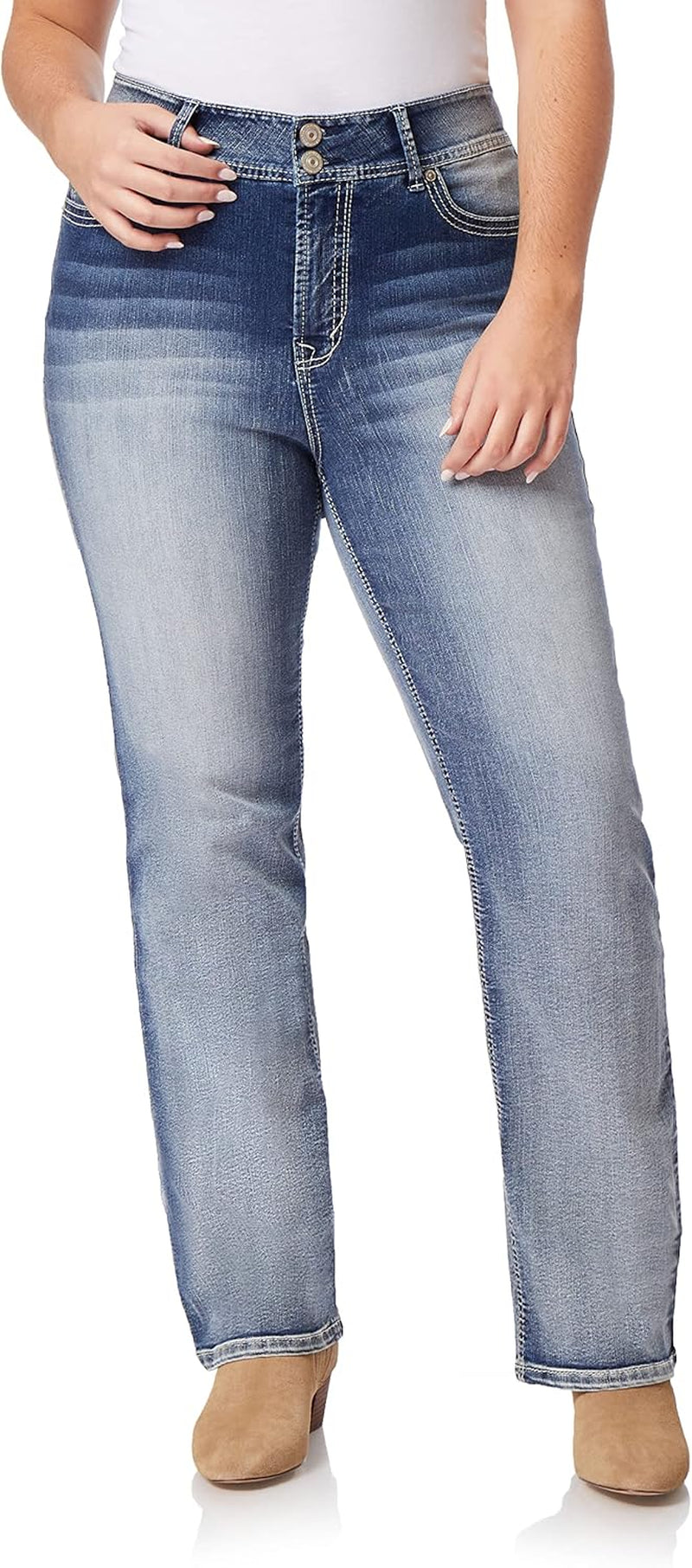 Luscious Curvy Bootcut Jeans for Women Mid-Rise Insta Stretch Denim, Size Inclusive Juniors Jeans, Sizes 0 to 24