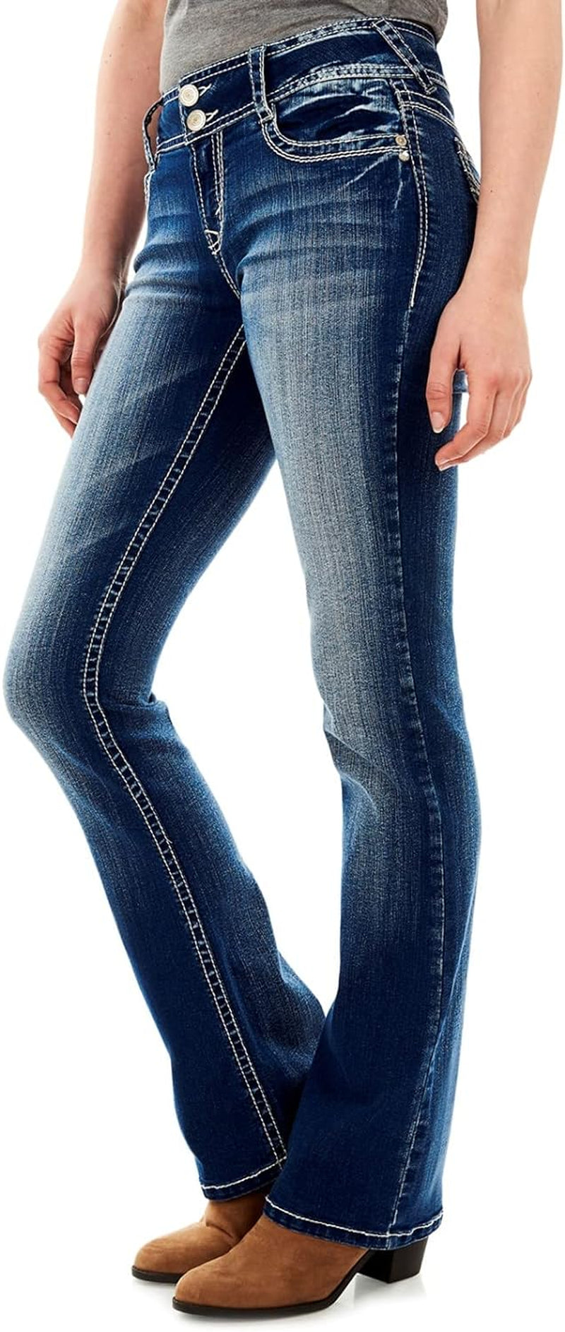 Luscious Curvy Bootcut Jeans for Women Mid-Rise Insta Stretch Denim, Size Inclusive Juniors Jeans, Sizes 0 to 24