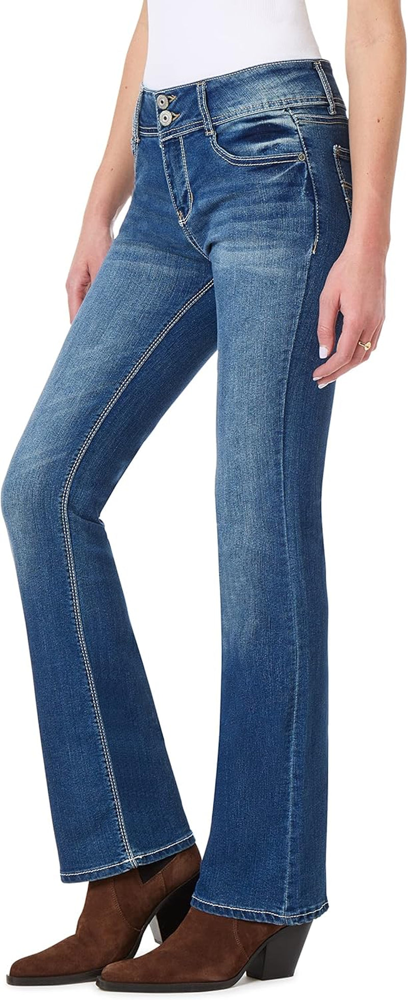Luscious Curvy Bootcut Jeans for Women Mid-Rise Insta Stretch Denim, Size Inclusive Juniors Jeans, Sizes 0 to 24