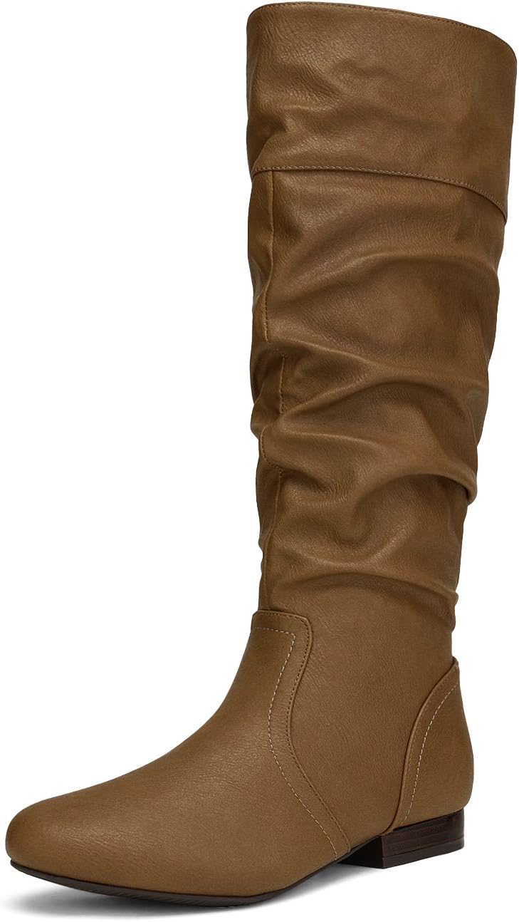 Women'S Knee High Pull on Fall Weather Winter Boots