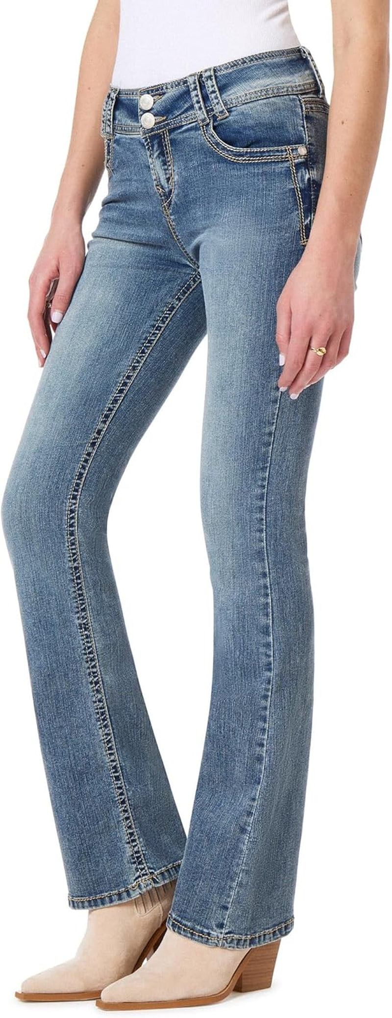 Luscious Curvy Bootcut Jeans for Women Mid-Rise Insta Stretch Denim, Size Inclusive Juniors Jeans, Sizes 0 to 24