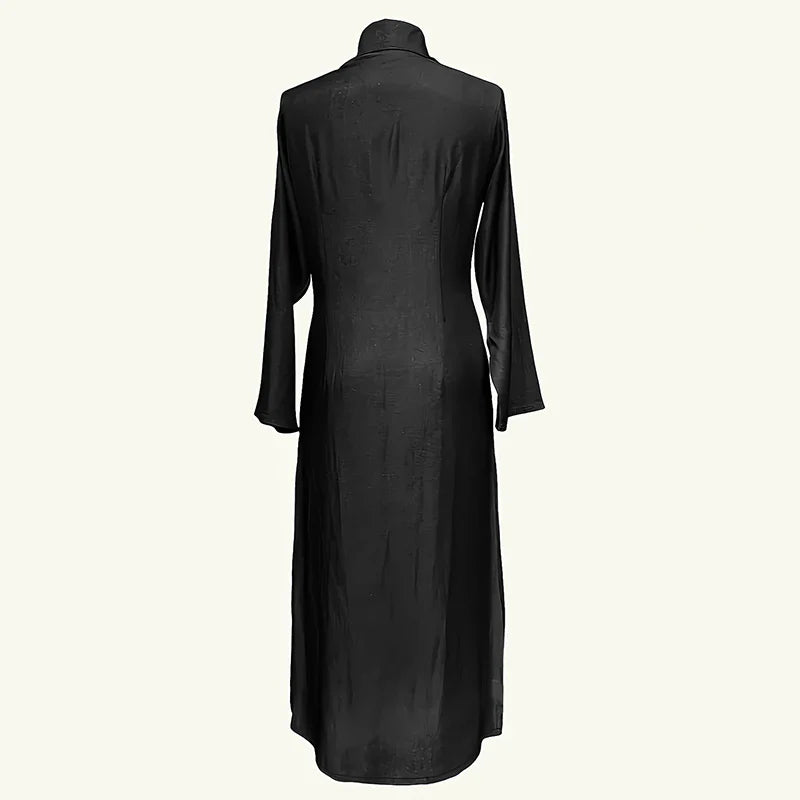 Womens Casual Button Long Sleeve Denim Maxi Dress