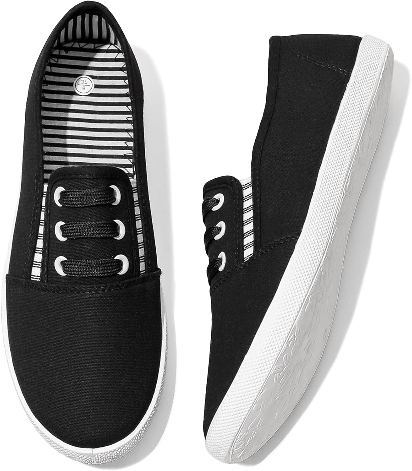 Women'S Canvas Slip on Sneakers - Casual Walking Shoes, Non Slip Work Shoes