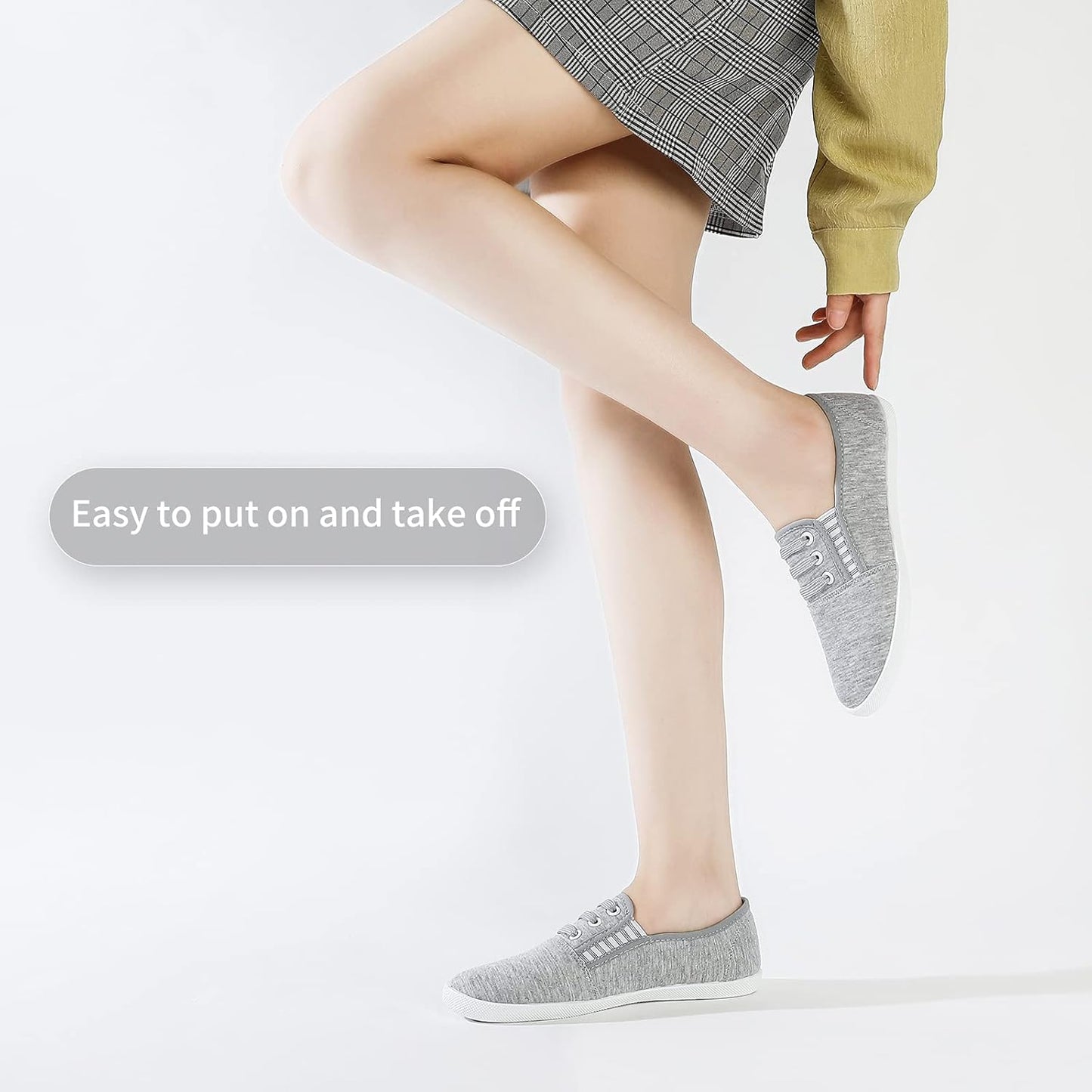 Women'S Canvas Slip on Sneakers - Casual Walking Shoes, Non Slip Work Shoes