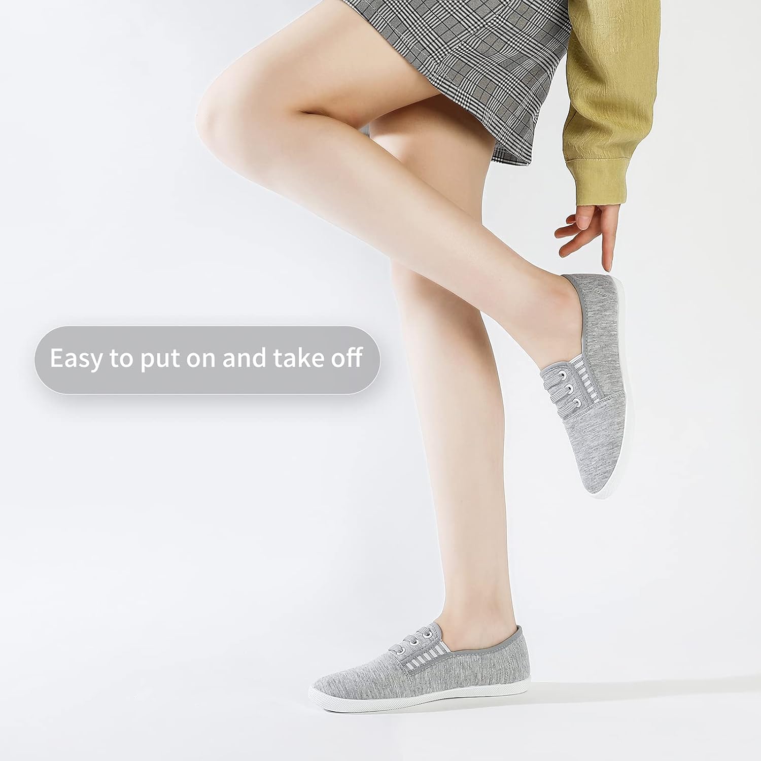 Women'S Canvas Slip on Sneakers - Casual Walking Shoes, Non Slip Work Shoes