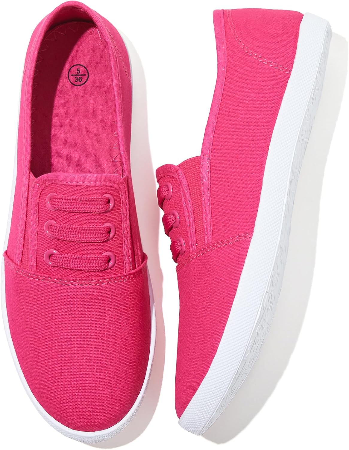 Women'S Canvas Slip on Sneakers - Casual Walking Shoes, Non Slip Work Shoes