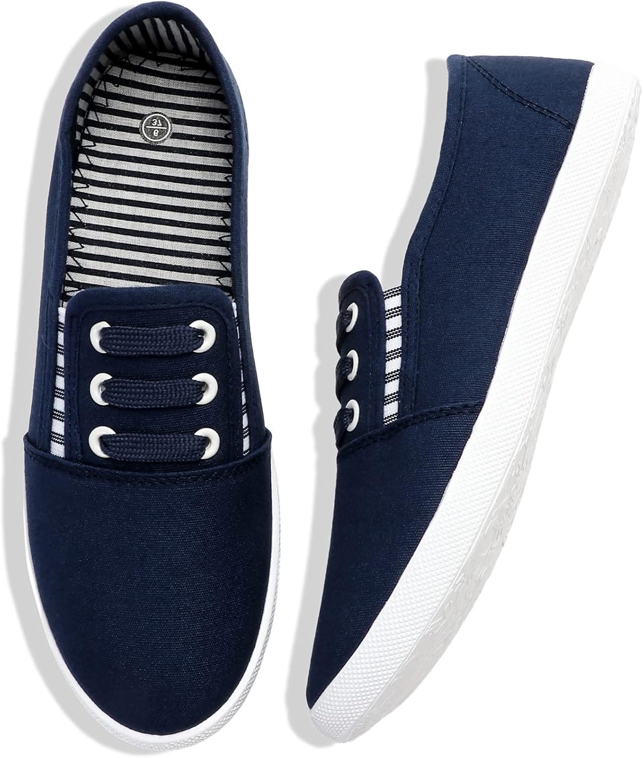 Women'S Canvas Slip on Sneakers - Casual Walking Shoes, Non Slip Work Shoes