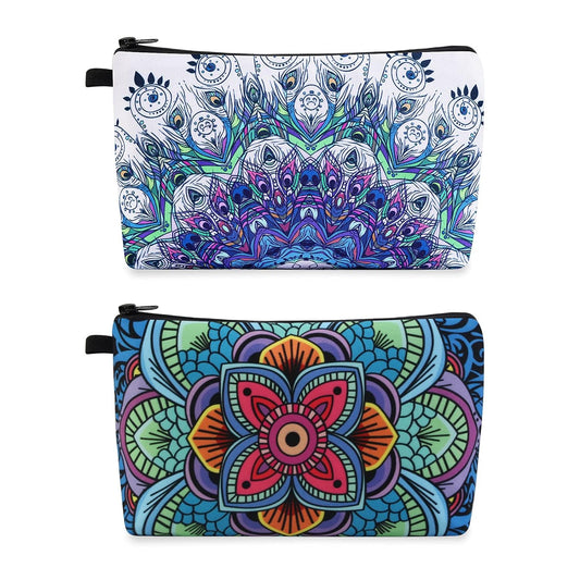 Makeup Bag Small Cosmetic Bag for Women Cute Makeup Pouch (2 Packs Blue)
