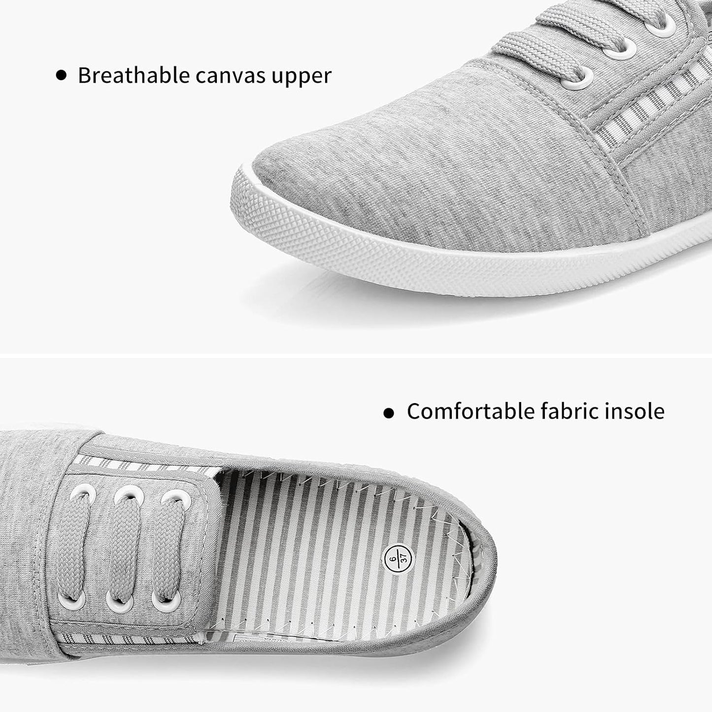 Women'S Canvas Slip on Sneakers - Casual Walking Shoes, Non Slip Work Shoes