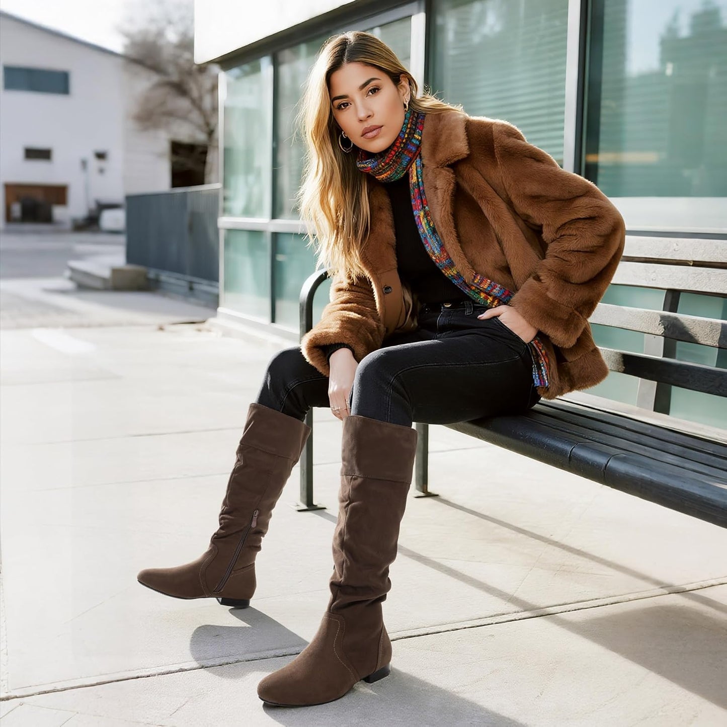 Women'S Knee High Pull on Fall Weather Winter Boots