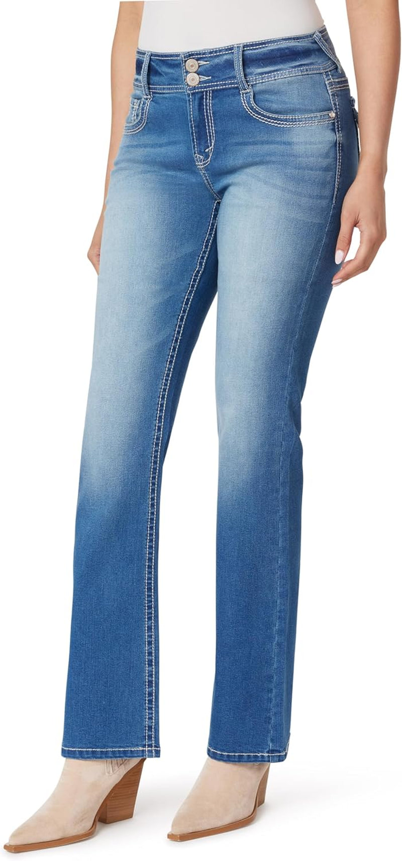 Luscious Curvy Bootcut Jeans for Women Mid-Rise Insta Stretch Denim, Size Inclusive Juniors Jeans, Sizes 0 to 24