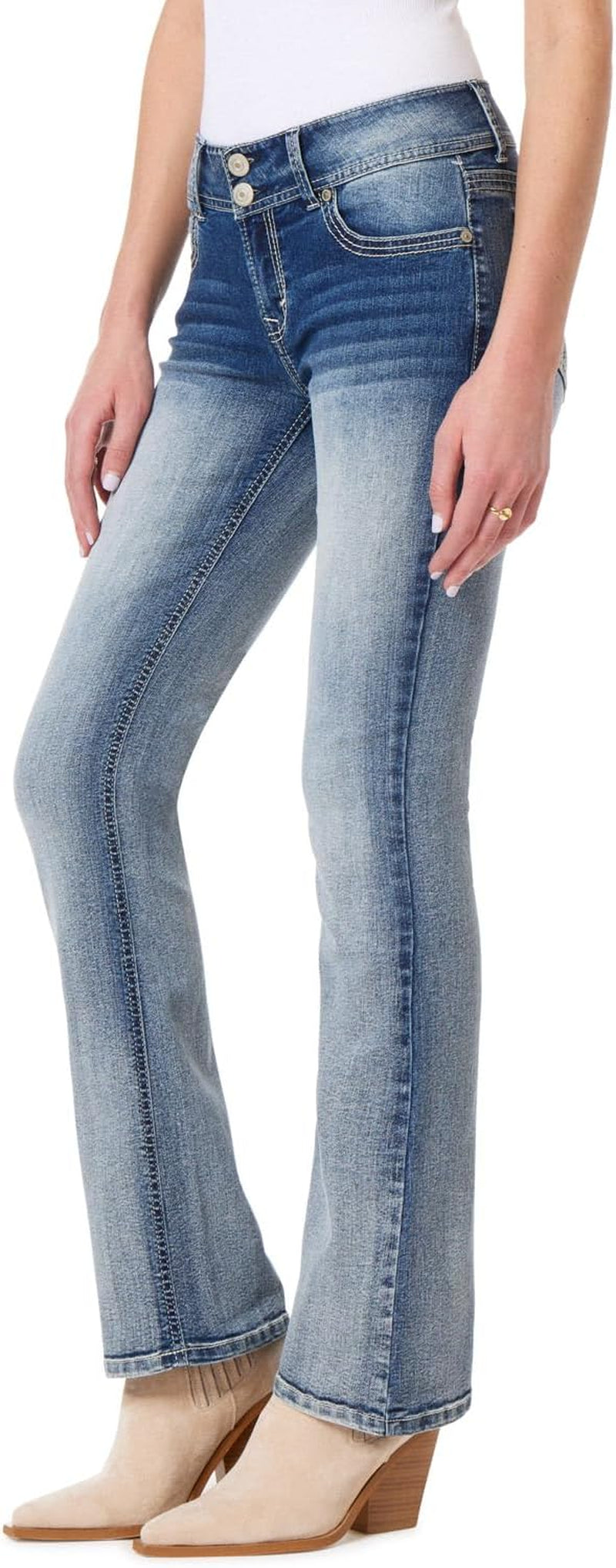 Luscious Curvy Bootcut Jeans for Women Mid-Rise Insta Stretch Denim, Size Inclusive Juniors Jeans, Sizes 0 to 24