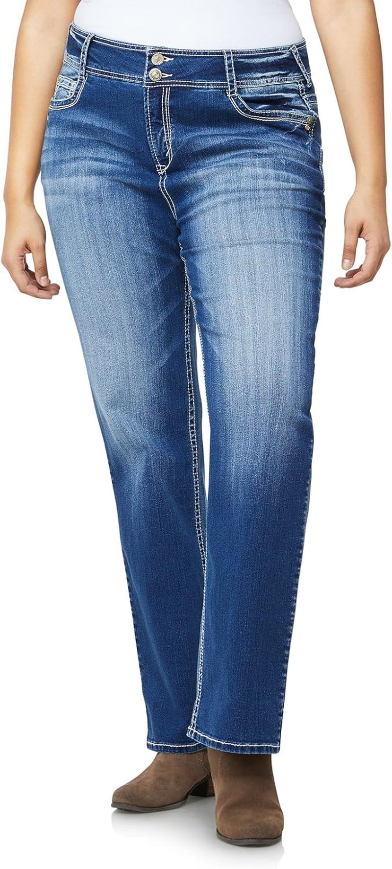 Luscious Curvy Bootcut Jeans for Women Mid-Rise Insta Stretch Denim, Size Inclusive Juniors Jeans, Sizes 0 to 24
