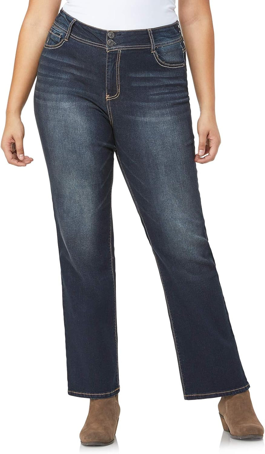 Luscious Curvy Bootcut Jeans for Women Mid-Rise Insta Stretch Denim, Size Inclusive Juniors Jeans, Sizes 0 to 24