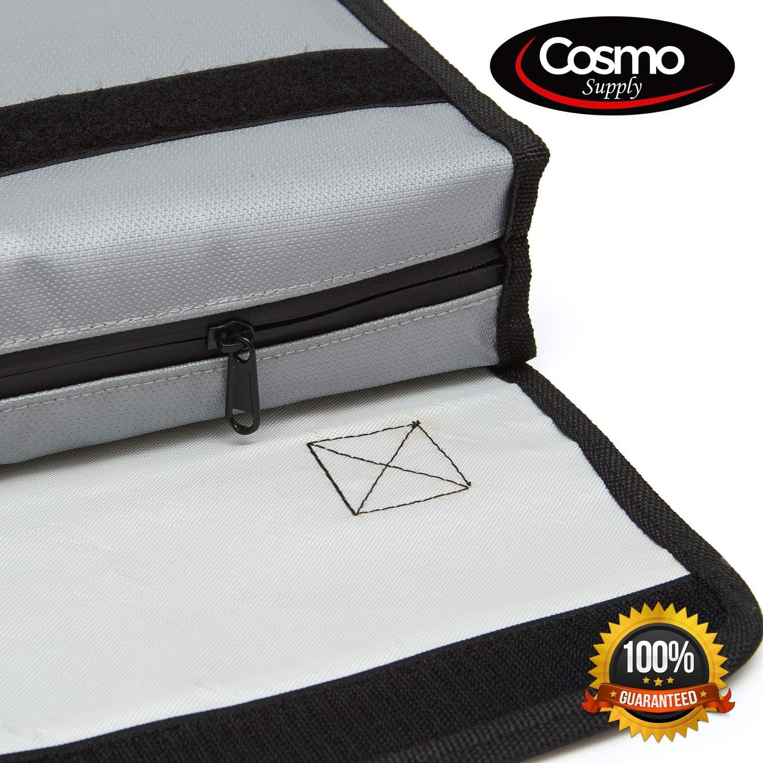 Cosmo Fireproof Document Bag - Fire/Waterproof Storage for Cash, Documents, Passports