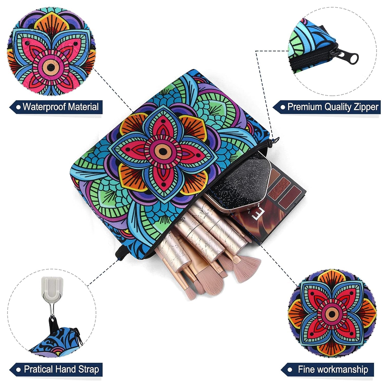 Makeup Bag Small Cosmetic Bag for Women Cute Makeup Pouch (2 Packs Blue)