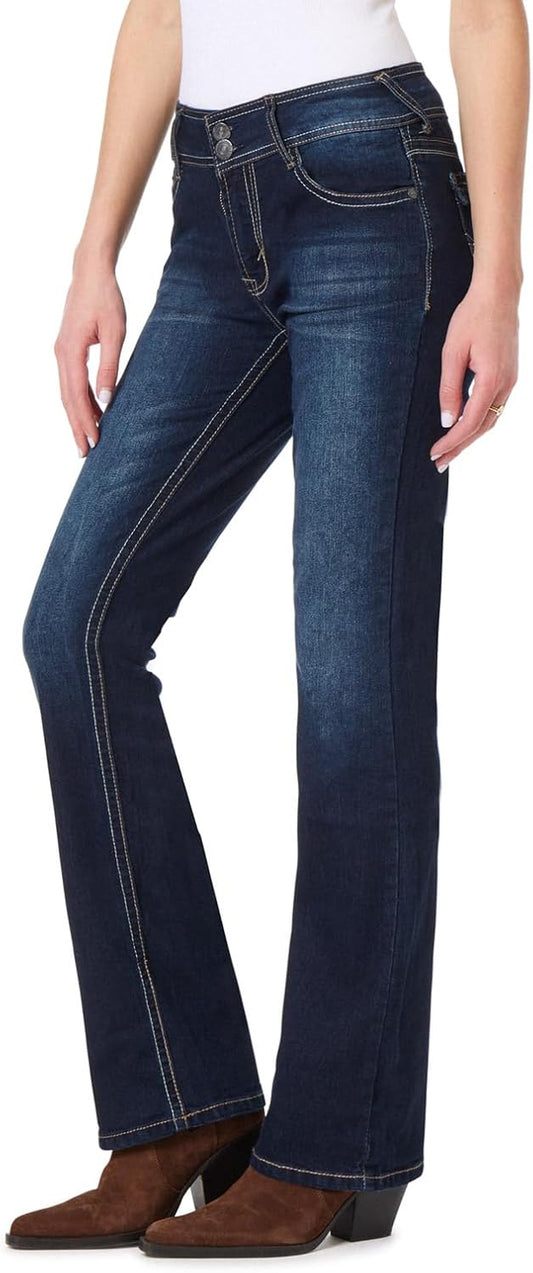 Luscious Curvy Bootcut Jeans for Women Mid-Rise Insta Stretch Denim, Size Inclusive Juniors Jeans, Sizes 0 to 24