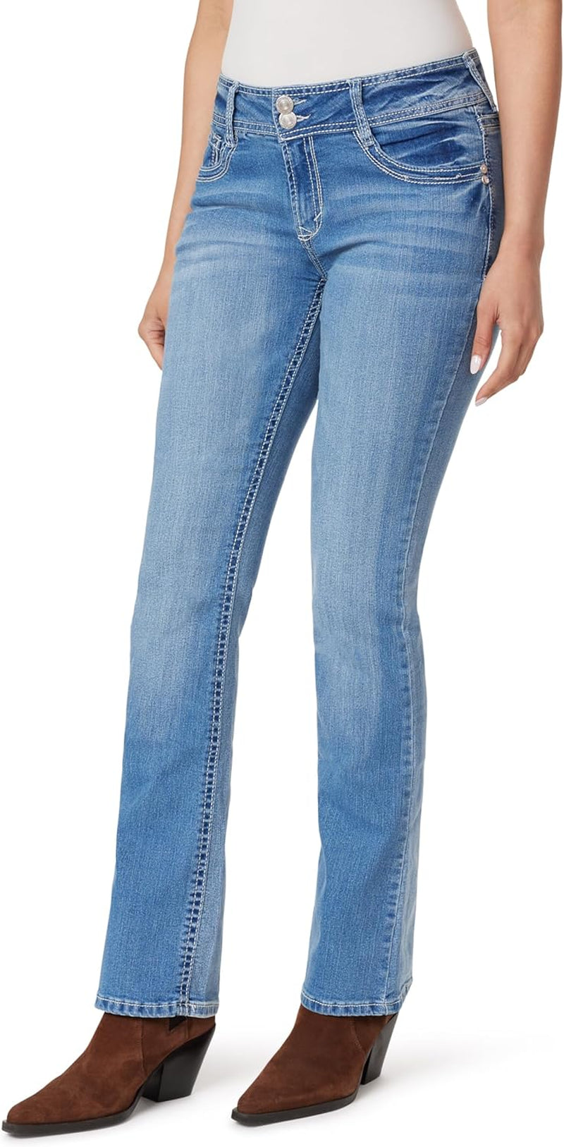 Luscious Curvy Bootcut Jeans for Women Mid-Rise Insta Stretch Denim, Size Inclusive Juniors Jeans, Sizes 0 to 24