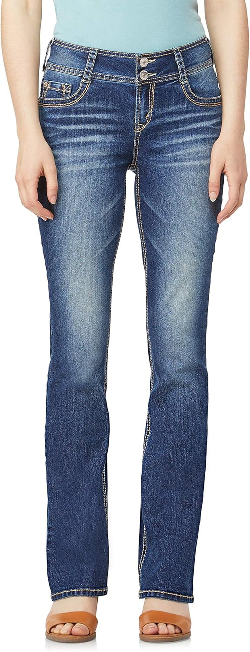 Luscious Curvy Bootcut Jeans for Women Mid-Rise Insta Stretch Denim, Size Inclusive Juniors Jeans, Sizes 0 to 24