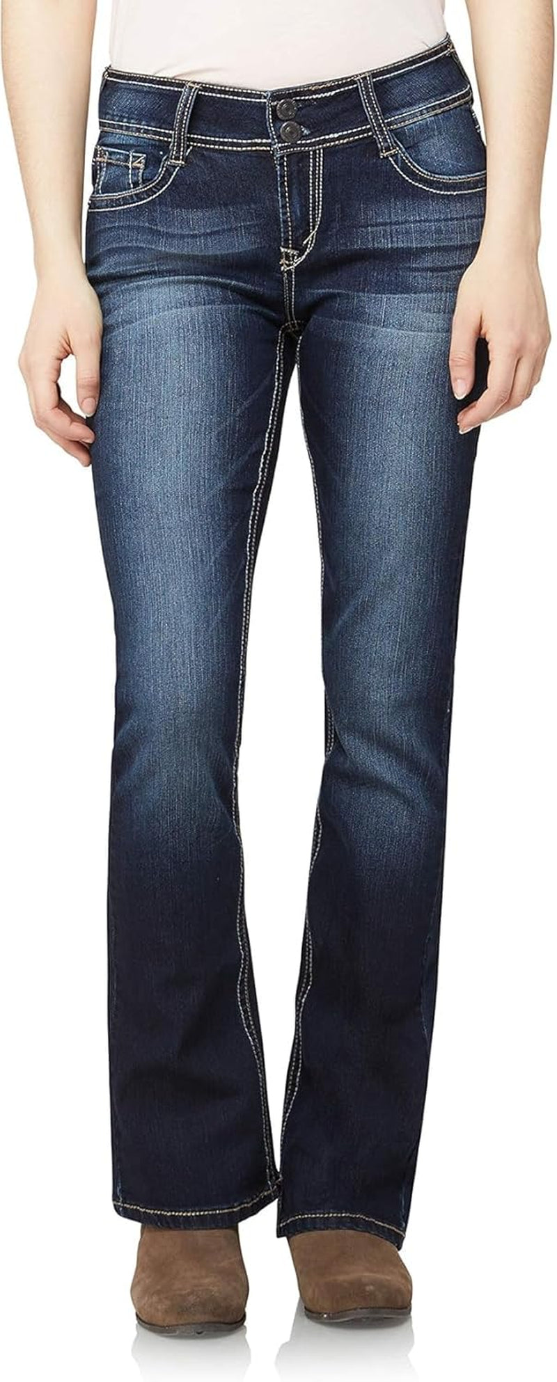 Luscious Curvy Bootcut Jeans for Women Mid-Rise Insta Stretch Denim, Size Inclusive Juniors Jeans, Sizes 0 to 24