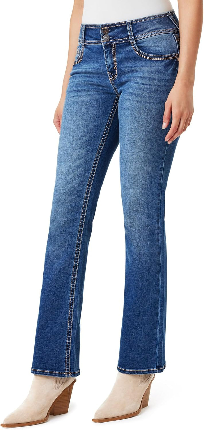 Luscious Curvy Bootcut Jeans for Women Mid-Rise Insta Stretch Denim, Size Inclusive Juniors Jeans, Sizes 0 to 24