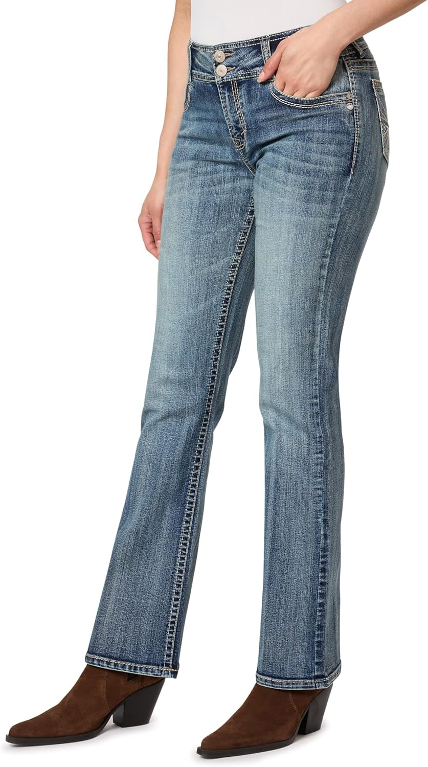 Luscious Curvy Bootcut Jeans for Women Mid-Rise Insta Stretch Denim, Size Inclusive Juniors Jeans, Sizes 0 to 24