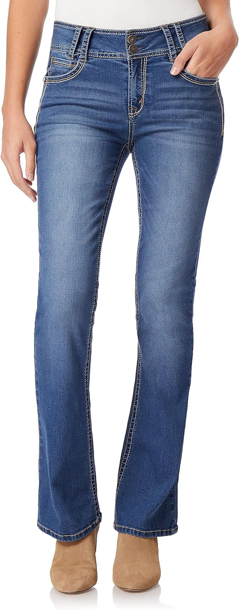 Luscious Curvy Bootcut Jeans for Women Mid-Rise Insta Stretch Denim, Size Inclusive Juniors Jeans, Sizes 0 to 24