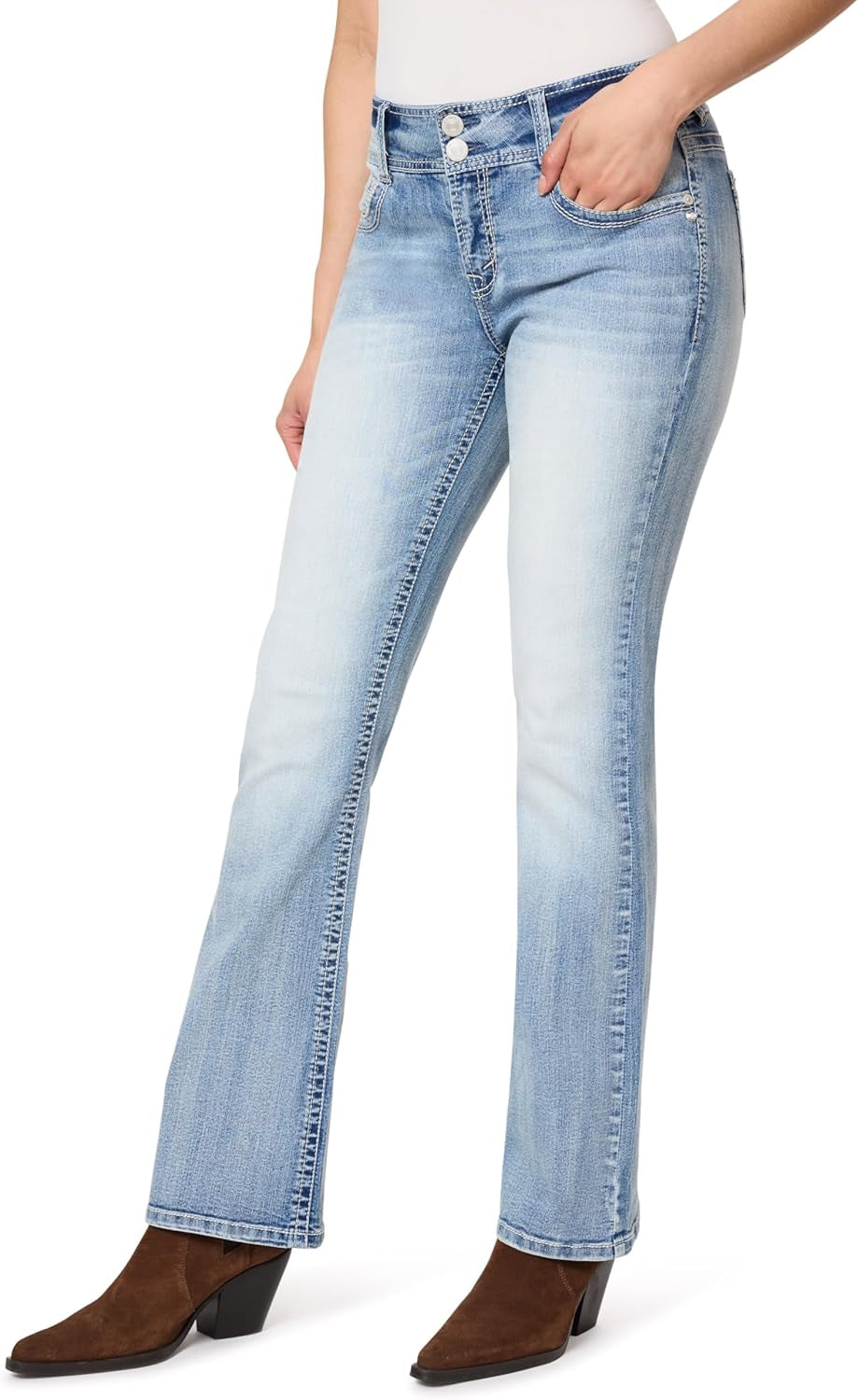 Luscious Curvy Bootcut Jeans for Women Mid-Rise Insta Stretch Denim, Size Inclusive Juniors Jeans, Sizes 0 to 24