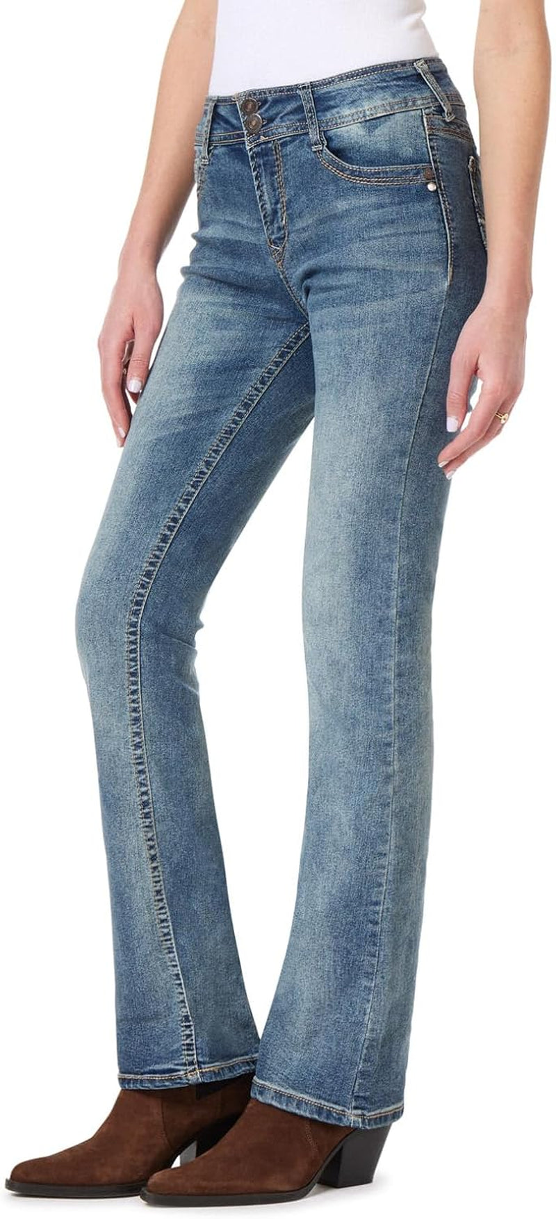 Luscious Curvy Bootcut Jeans for Women Mid-Rise Insta Stretch Denim, Size Inclusive Juniors Jeans, Sizes 0 to 24