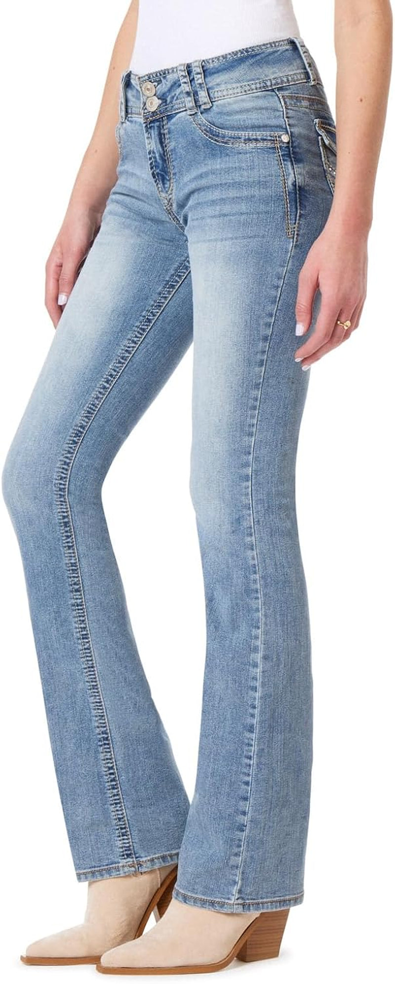 Luscious Curvy Bootcut Jeans for Women Mid-Rise Insta Stretch Denim, Size Inclusive Juniors Jeans, Sizes 0 to 24